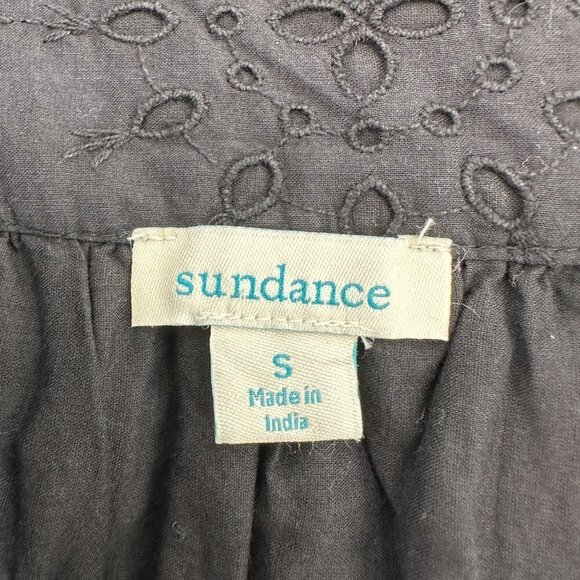 Sundance Roslin A-line Button Front Eyelet Black High Rise Floral Small Skirt - Picture 4 of 7